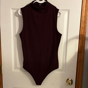 Express Body Contour Sleeveless Burgundy Bodysuit